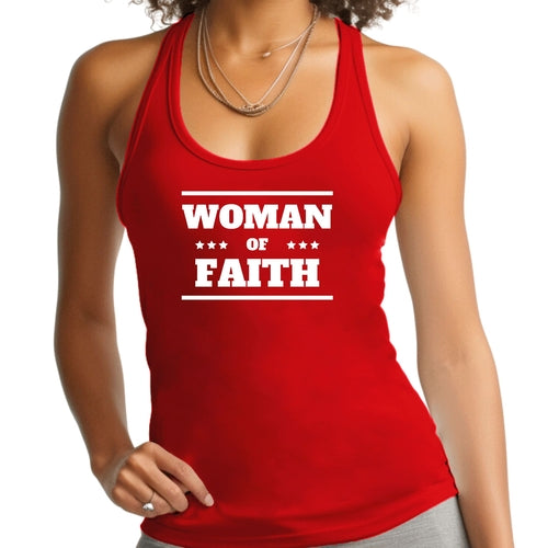 Womens Fitness Tank Top Graphic T-shirt Woman of Faith | Grey Coco