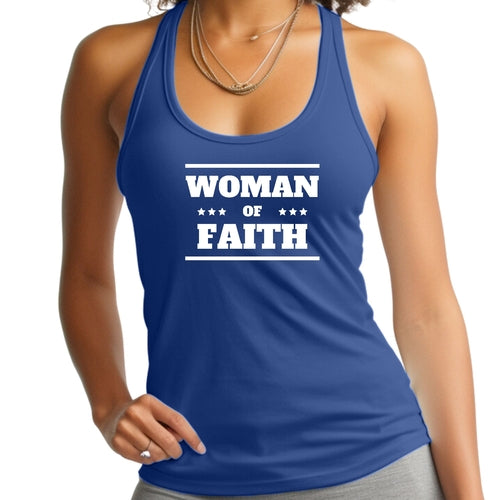 Womens Fitness Tank Top Graphic T-shirt Woman of Faith | Grey Coco
