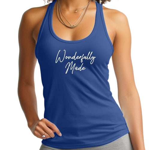 Womens Fitness Tank Top Graphic T-shirt - Wonderfully Made | Comfortable Activewear