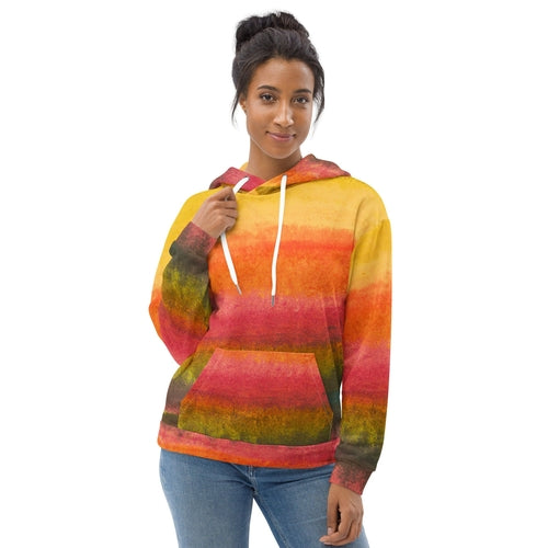 Womens Graphic Hoodie Autumn Fall Watercolor Abstract Print | Grey Coco