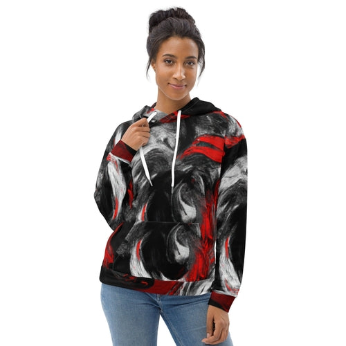 Womens Graphic Hoodie Decorative Black Red White Abstract Seamless | Stylish & Comfortable