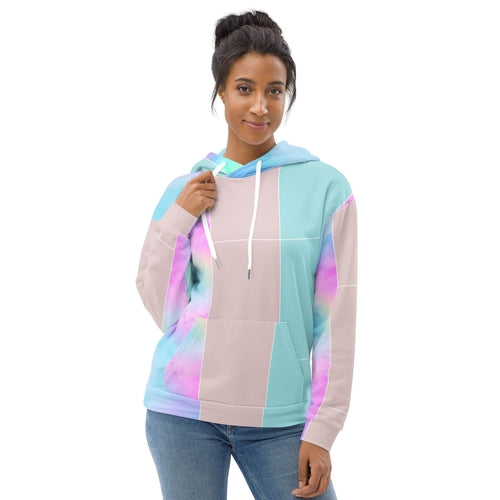 Womens Graphic Hoodie Pastel Colorblock Watercolor Illustration | Stylish & Comfortable