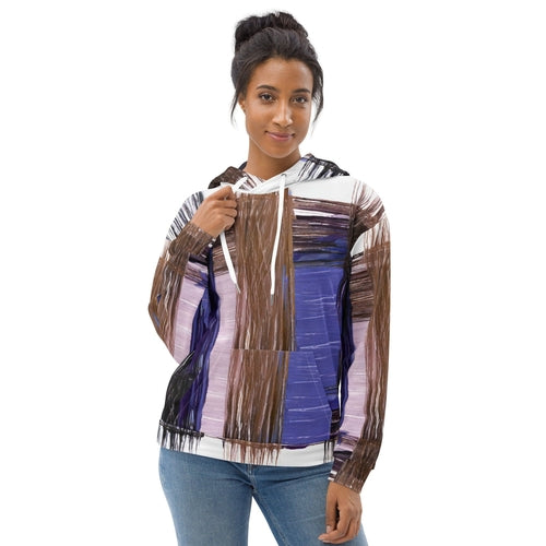 Womens Graphic Hoodie Rustic Brown Interweave Print | Grey Coco