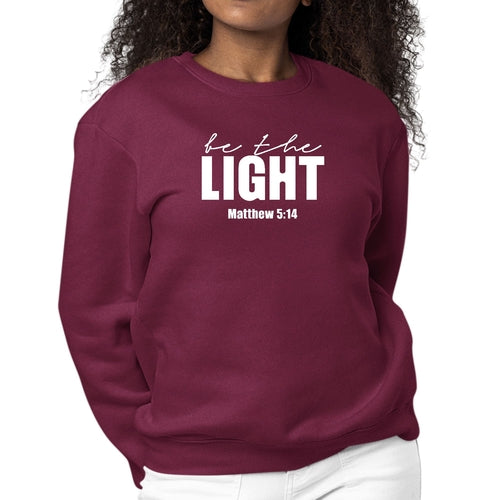 Womens Graphic Sweatshirt be the Light Inspirational Art Illustration | Grey Coco