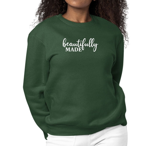 Womens Graphic Sweatshirt Beautifully Made Inspiration Affirmation | Grey Coco