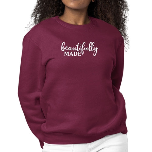 Womens Graphic Sweatshirt Beautifully Made Inspiration Affirmation | Grey Coco