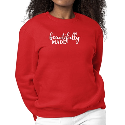 Womens Graphic Sweatshirt Beautifully Made Inspiration Affirmation | Grey Coco