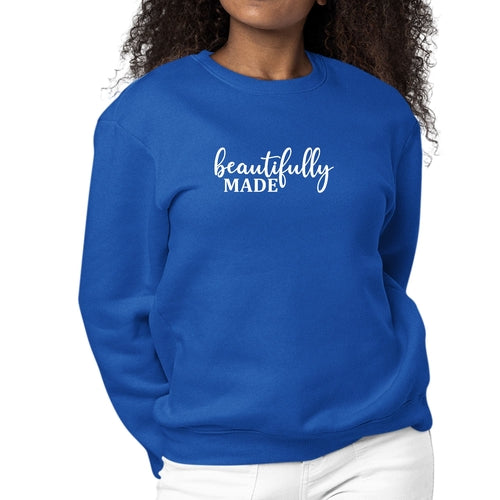 Womens Graphic Sweatshirt Beautifully Made Inspiration Affirmation | Grey Coco