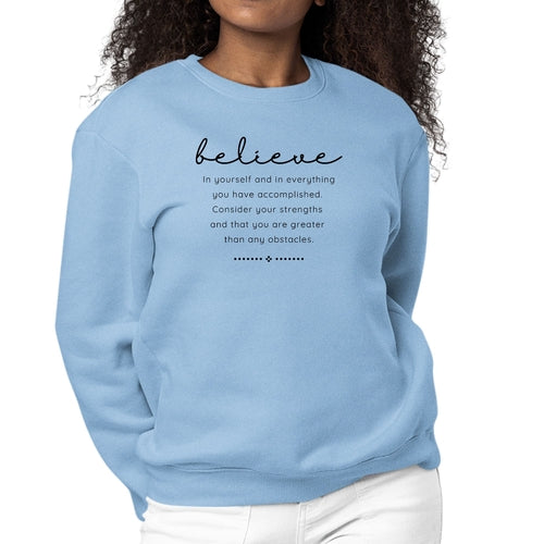Womens Graphic Sweatshirt Believe in Yourself | Grey Coco