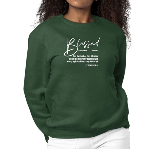 Womens Graphic Sweatshirt Blessed in Christ | Grey Coco