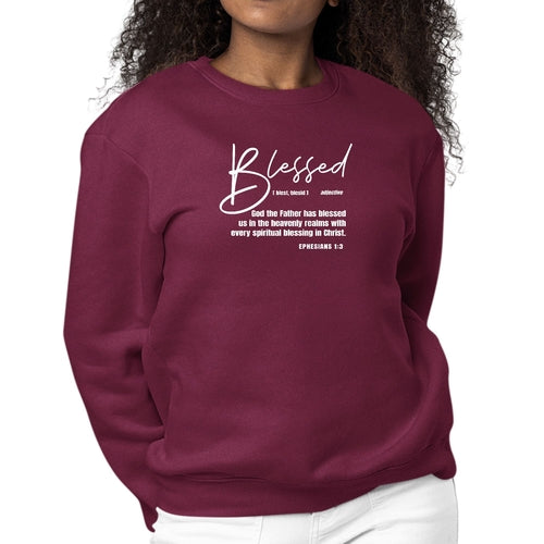 Womens Graphic Sweatshirt Blessed in Christ | Grey Coco