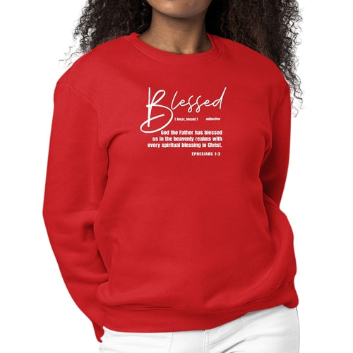 Womens Graphic Sweatshirt Blessed in Christ | Grey Coco