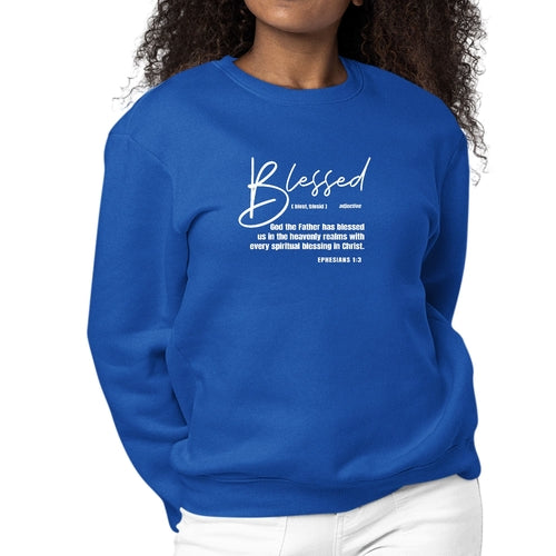 Womens Graphic Sweatshirt Blessed in Christ | Grey Coco