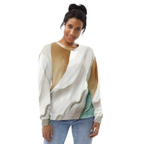 Womens Graphic Sweatshirt - Cream and White Marbled Pattern | Grey Coco