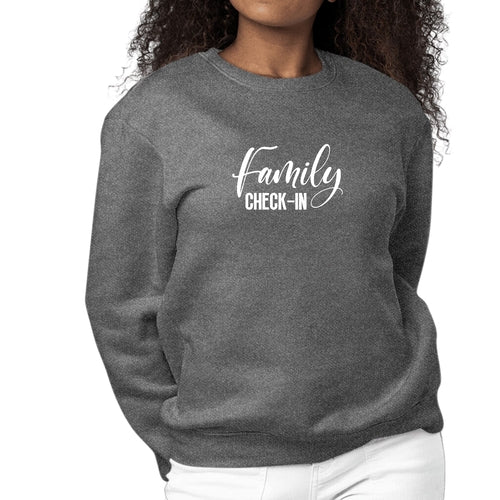 Womens Graphic Sweatshirt Family Check-in Illustration | Grey Coco