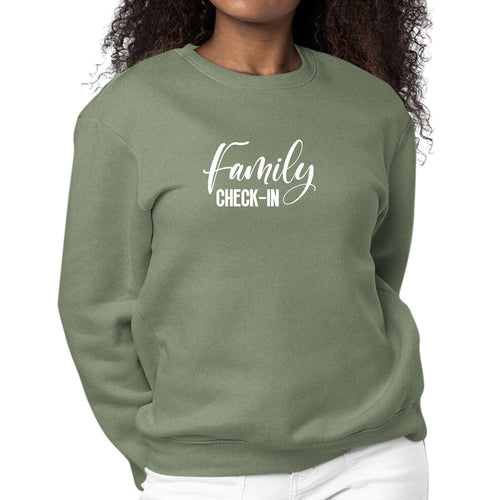 Womens Graphic Sweatshirt Family Check-in Illustration | Grey Coco