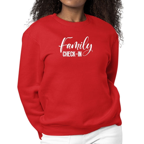 Womens Graphic Sweatshirt Family Check-in Illustration | Grey Coco