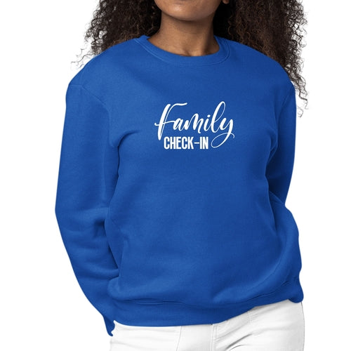 Womens Graphic Sweatshirt Family Check-in Illustration | Grey Coco