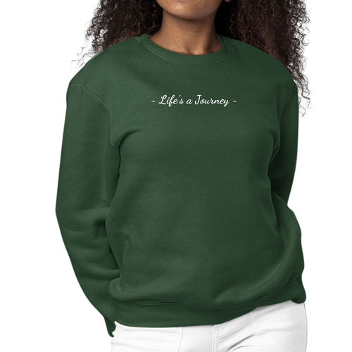 Womens Graphic Sweatshirt Life’s a Journey White Print | Grey Coco