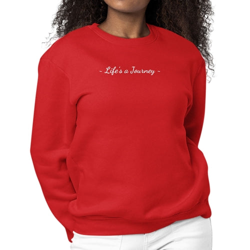 Womens Graphic Sweatshirt Life’s a Journey White Print | Grey Coco