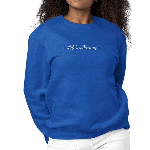 Womens Graphic Sweatshirt Life’s a Journey White Print | Grey Coco