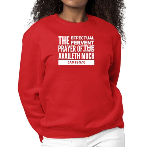 Womens Graphic Sweatshirt the Effectual Fervent Prayer - James 5:16 | Grey Coco