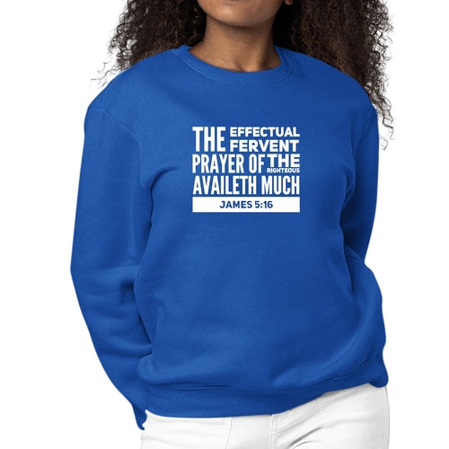 Womens Graphic Sweatshirt the Effectual Fervent Prayer - James 5:16 | Grey Coco