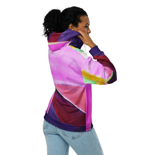 Womens Graphic Zip Hoodie Pink and Purple Pattern | Grey Coco