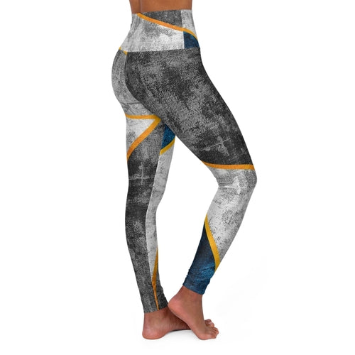 Womens High-waist Fitness Legging Yoga Pants - Blue Grey Design