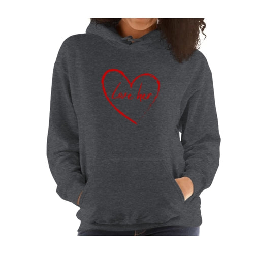Womens Hoodie - Say it Soul Love Her - Red | Grey Coco