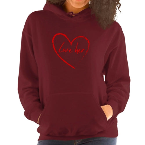 Womens Hoodie - Say it Soul Love Her - Red | Grey Coco