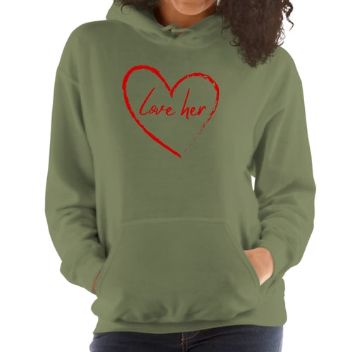 Womens Hoodie - Say it Soul Love Her - Red | Grey Coco