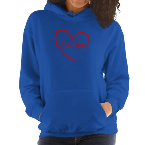 Womens Hoodie - Say it Soul Love Her - Red | Grey Coco