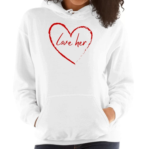 Womens Hoodie - Say it Soul Love Her - Red | Grey Coco