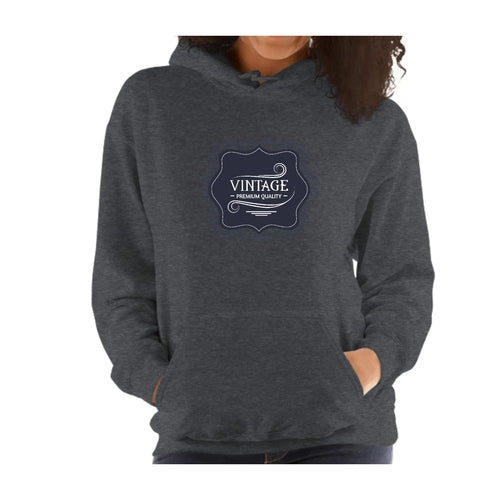 Womens Hoodie - Vintage Premium Quality Black White Illustration | Grey Coco