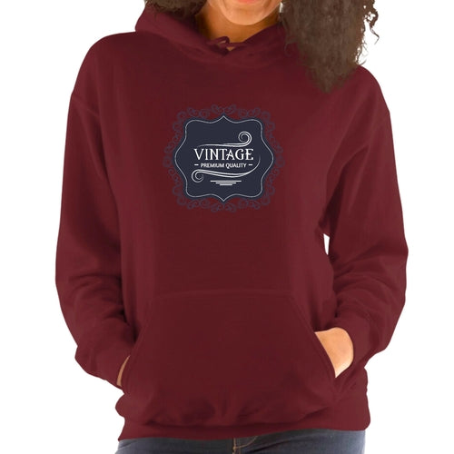 Womens Hoodie - Vintage Premium Quality Black White Illustration | Grey Coco