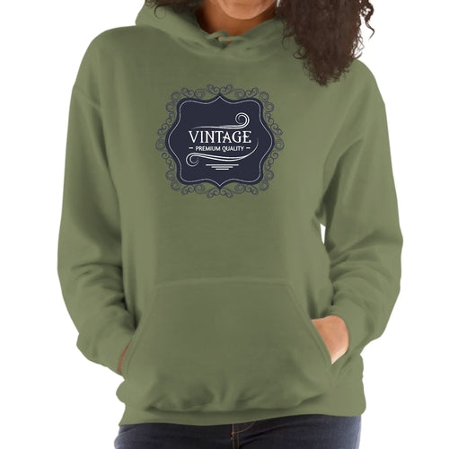 Womens Hoodie - Vintage Premium Quality Black White Illustration | Grey Coco