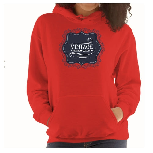 Womens Hoodie - Vintage Premium Quality Black White Illustration | Grey Coco
