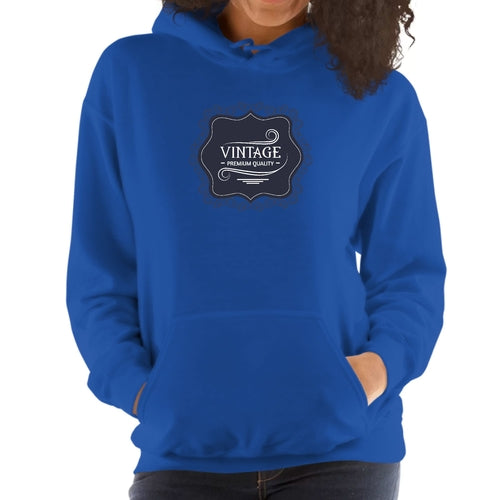 Womens Hoodie - Vintage Premium Quality Black White Illustration | Grey Coco