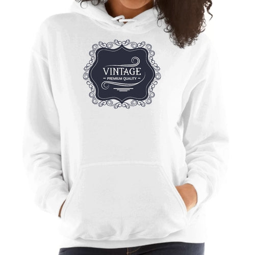 Womens Hoodie - Vintage Premium Quality Black White Illustration | Grey Coco