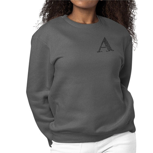 Womens Monogram Sweatshirt - a Initial | Grey Coco
