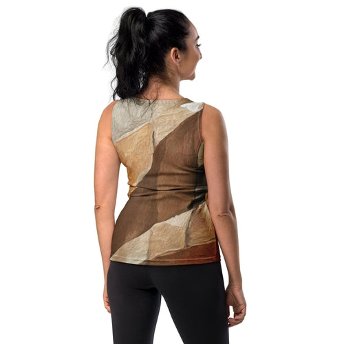 Womens Stretch Fit Tank Top - Abstract Stone Print | Grey Coco
