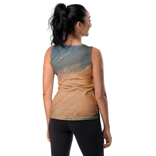 Womens Stretch Fit Tank Top - Blue Orange Abstract Pattern | Lightweight & Comfortable