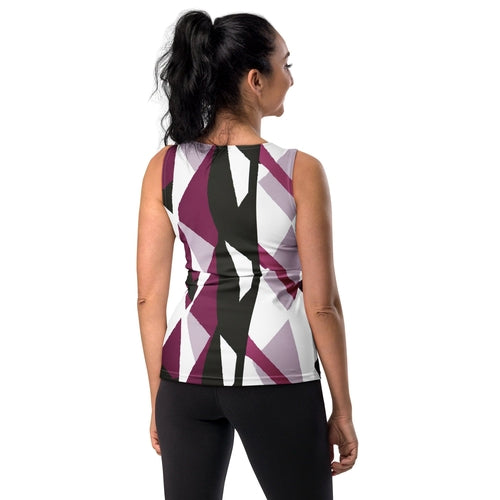 Womens Stretch Fit Tank Top - Pink Mauve Pattern | Grey Coco