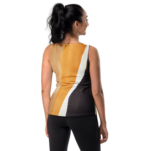 Womens Stretch Fit Tank Top - Yellow Brown Abstract Pattern | Comfortable Activewear